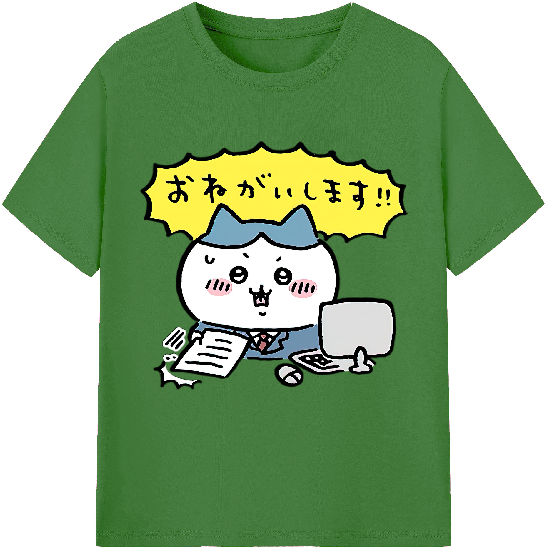 （画像用） ちいかわ ハチワレ Chii-kawa hachiware レディースカジュアルプリントTシャツ（綿100％）